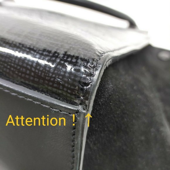 AUTHENTIC CELINE Hand Bag Black Enamel - Picture 5 of 10